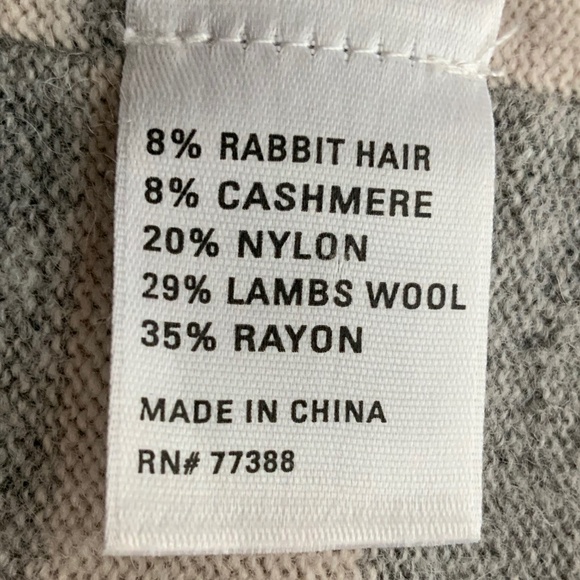 Madewell Wallace Grey Ivory Striped V Neck Soft Wool Blend Tunic Sweater M - Picture 8 of 11